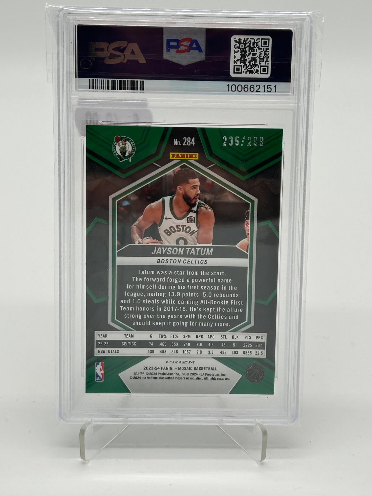 2023 Panini Mosaic Jayson Tatum Red Seismic #284 PSA 10