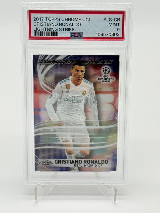 2017 Topps Chrome UCL Cristiano Ronaldo Lightning Strike PSA 9
