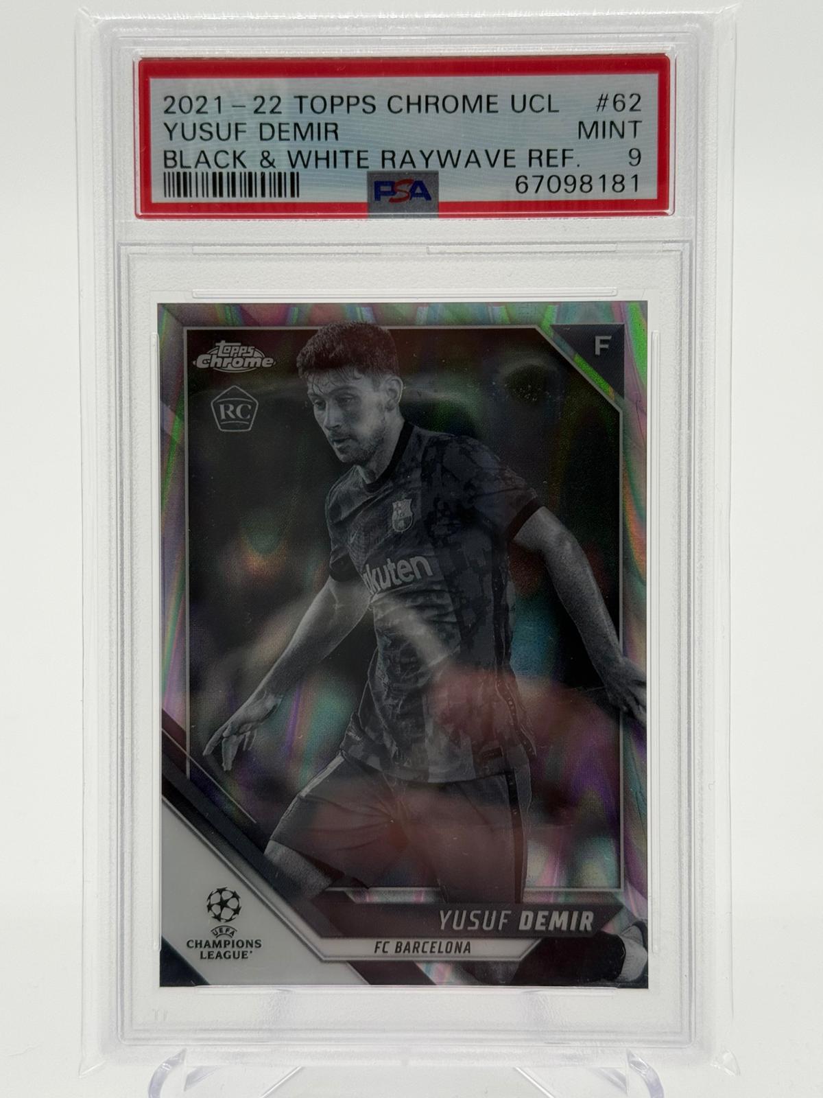 2021-22 Topps Chrome UCL Black & White Yusuf Demir RC PSA 9
