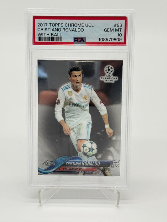 2017 Topps Chrome UCL Cristiano Ronaldo With Ball PSA 10