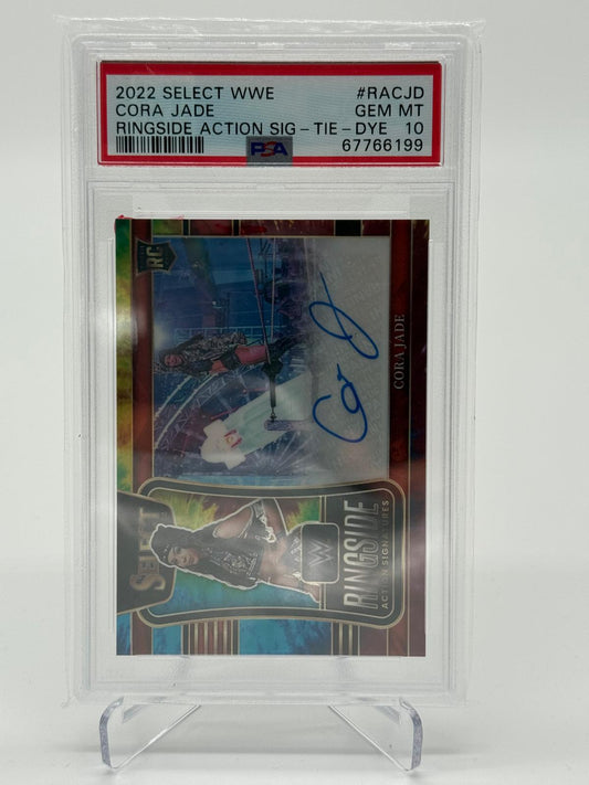 2022 Panini Select WWE Cora Jade Ringside Action Signature Tie-Dye 10/25 PSA 10