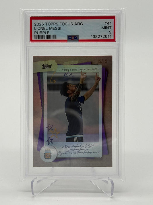2025 Topps Argentina Focus Lionel Messi /15 PSA 9 POP 1