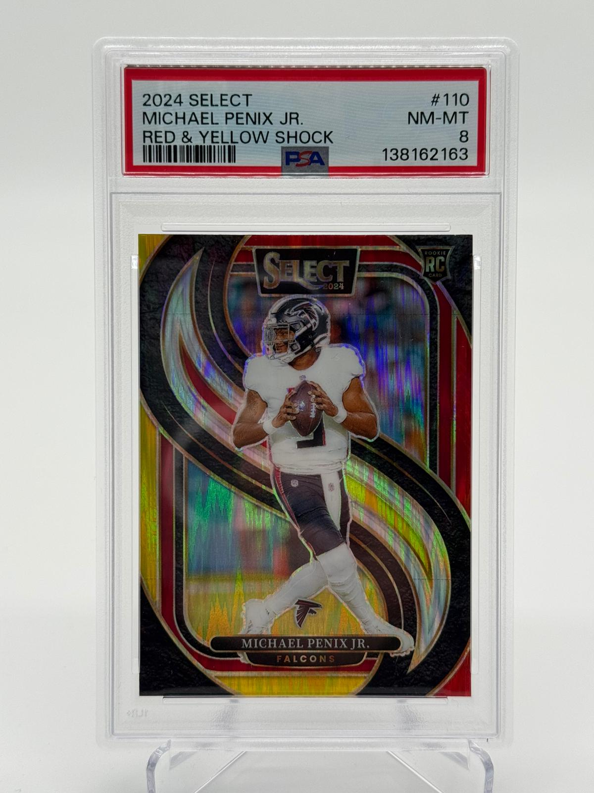 2024 Panini Select Football Michael Penix JR. Red & Yellow Shock RC PSA 8 POP 1
