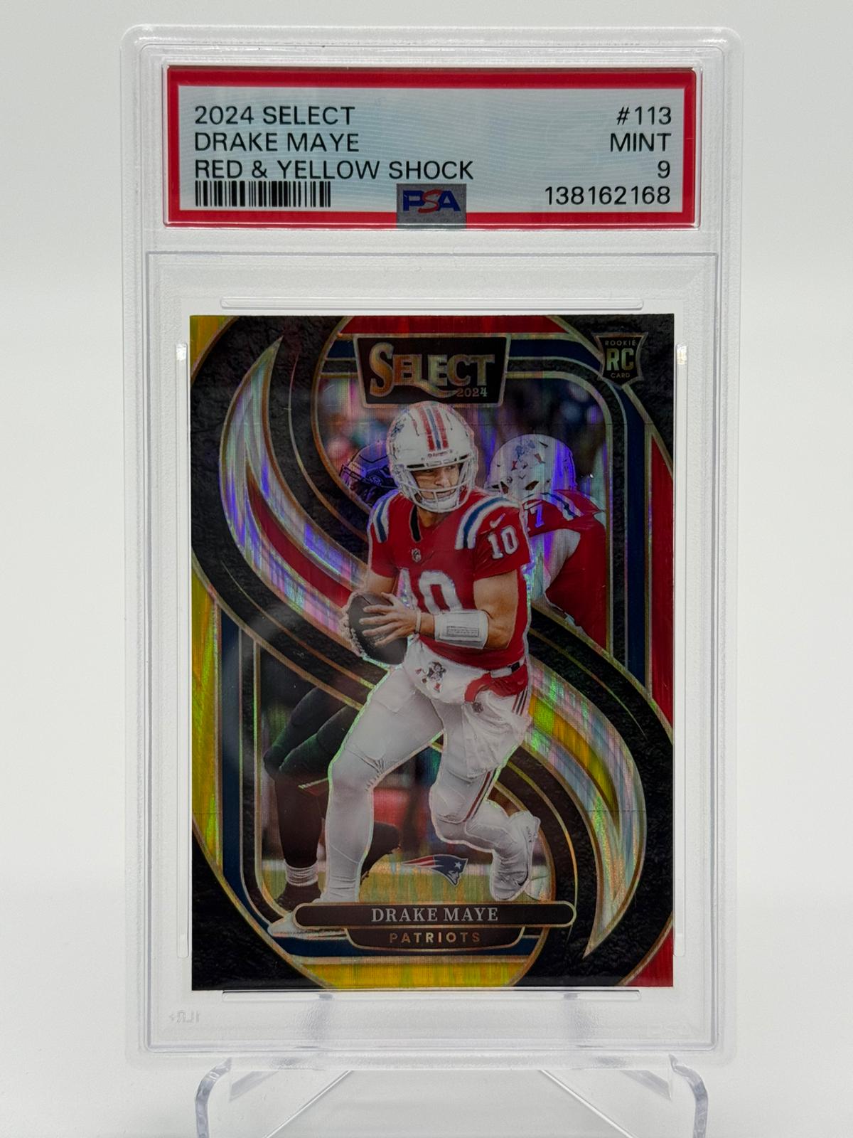 2024 Panini Select Football Drake Maye Red & Yellow Shock PSA 9 POP 1