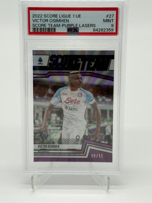 2022 Score Ligue 1 Vicor Osimhen /15 Purple Lasers PSA 9