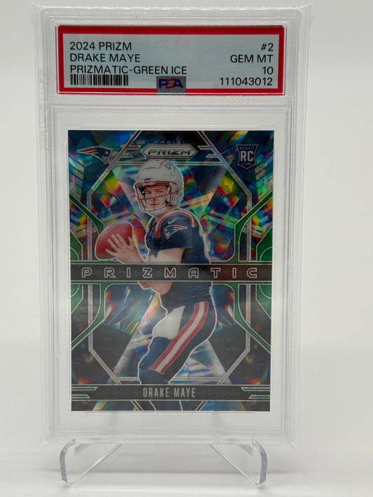 2024 Panini Prizm Drake Maye Prizmatic-Green Ice PSA 10