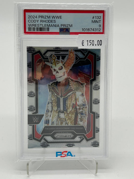 2024 Panini Prizm WWE Cody Rhodes Wrestlemania Prizm /40 PSA 9