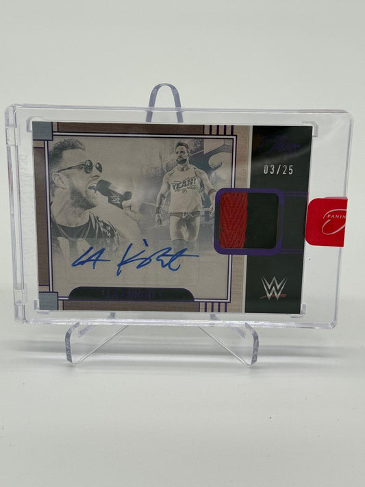 2024 Panini Three Count WWE  LA KNIGHT Encased Patch Auto Purple 03/25