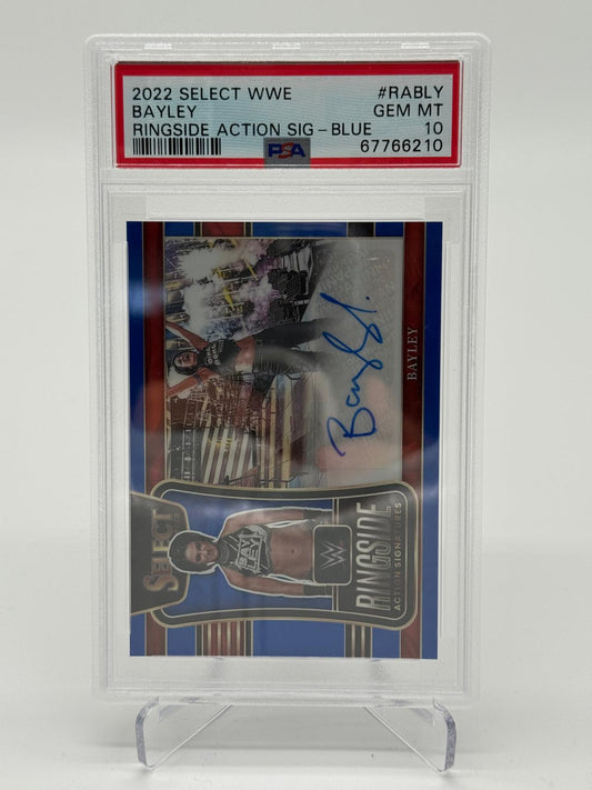 2022 Panini Select WWE Bayley Ringside Action Signature Blue 11/49 PSA 10
