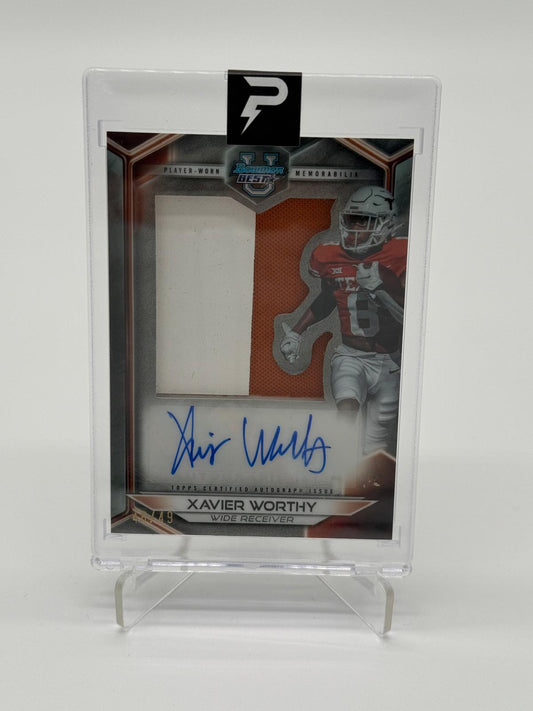 2023 Bowman Best University Xavier Worthy Player Worn Patch Jersey Auto 46/49