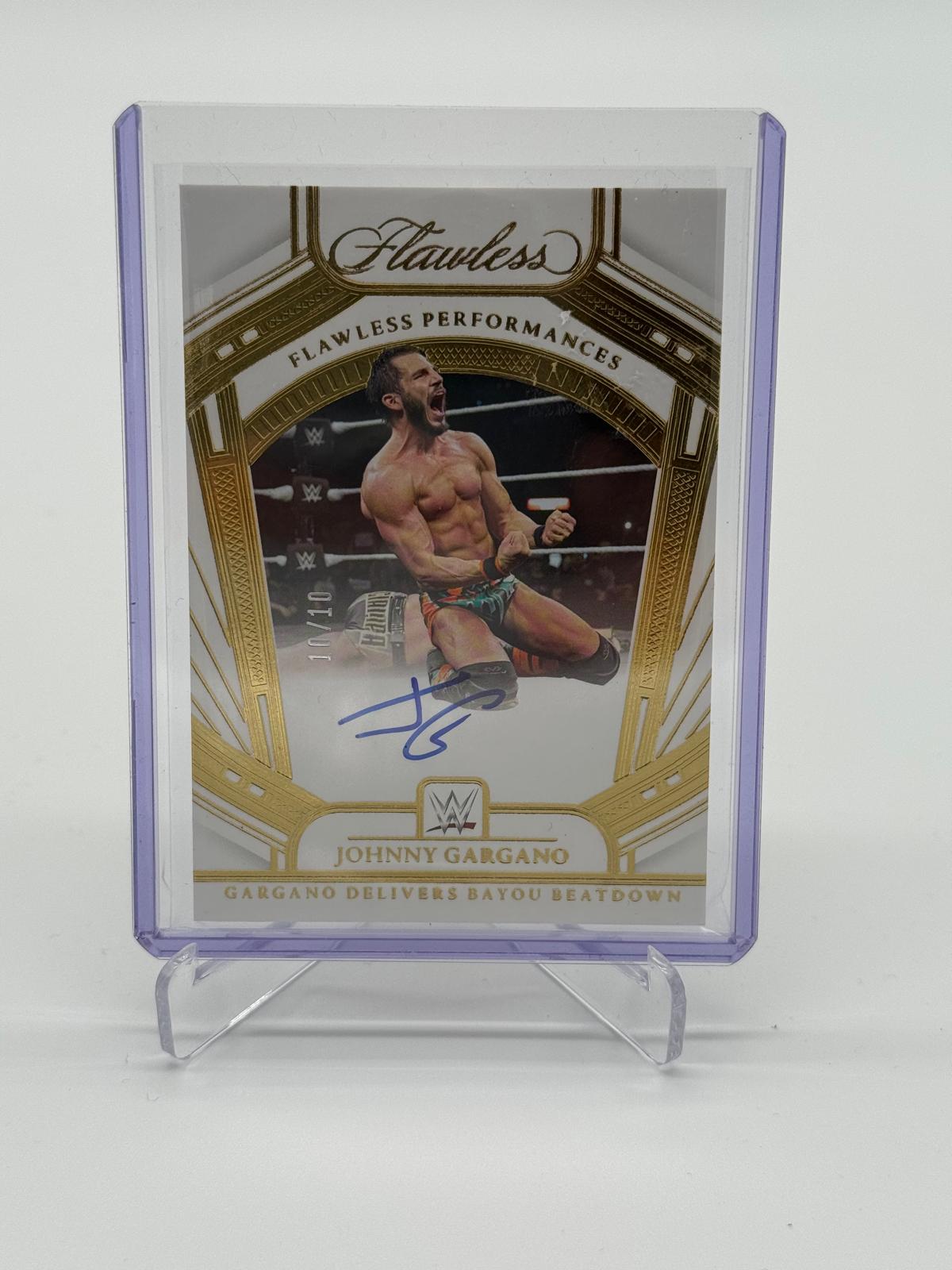 2024 Panini Flawless WWE Johnny Gargano Performances Gold Parallel On Card Auto 10/10 SP