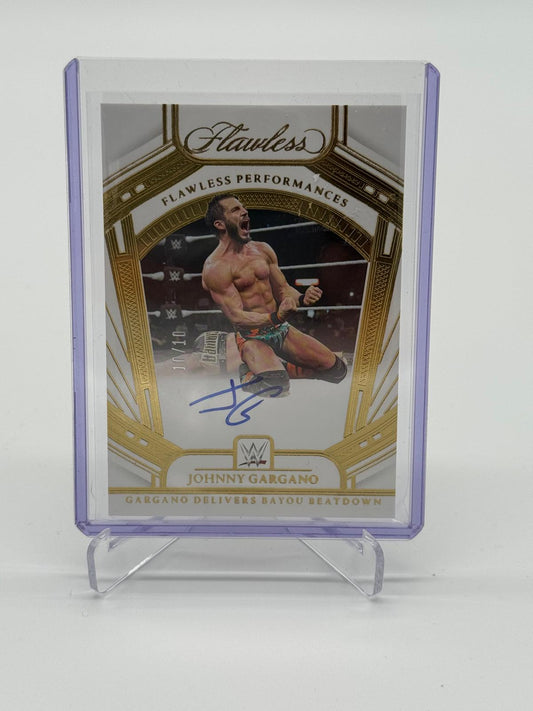 2024 Panini Flawless WWE Johnny Gargano Performances Gold Parallel On Card Auto 10/10 SP