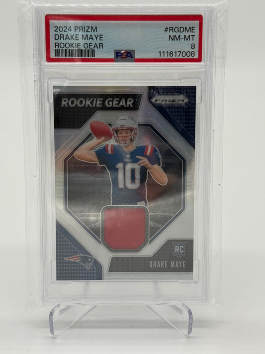 2024 Panini Prizm Rookie Gear Drake Maye Prizm PSA 8