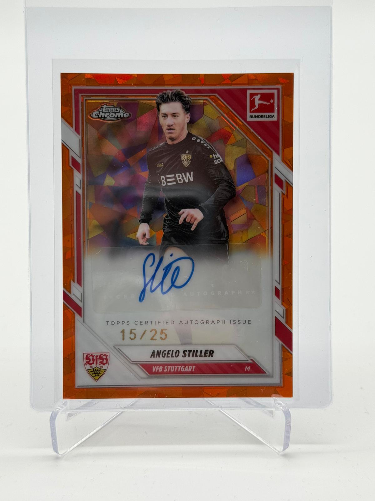 2026 Topps Chrome Bundesliga Sapphire Angelo Stiller Autogramm 15/25
