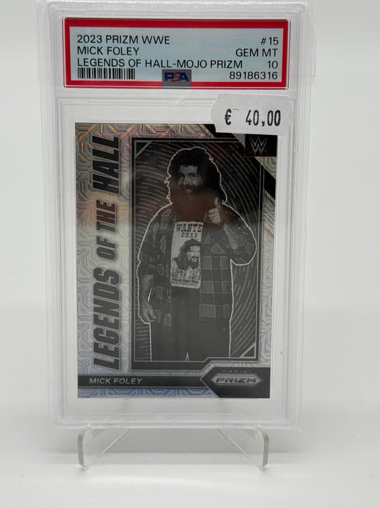 2023 Panini Prizm WWE Mick Foley Legends of Hall Mojo /25 PSA 10