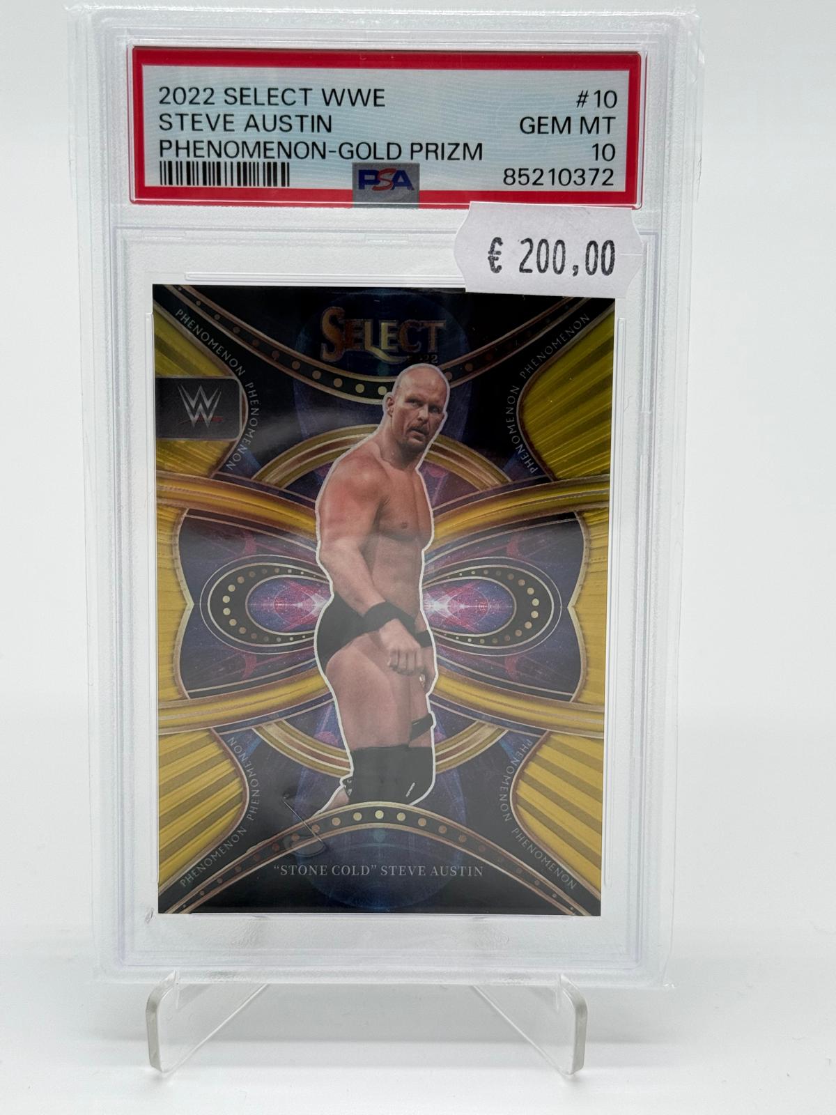 2022 Panini Select WWE Steve Austin Phenomenon Gold Prizm /10 PSA 10