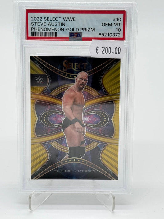 2022 Panini Select WWE Steve Austin Phenomenon Gold Prizm /10 PSA 10
