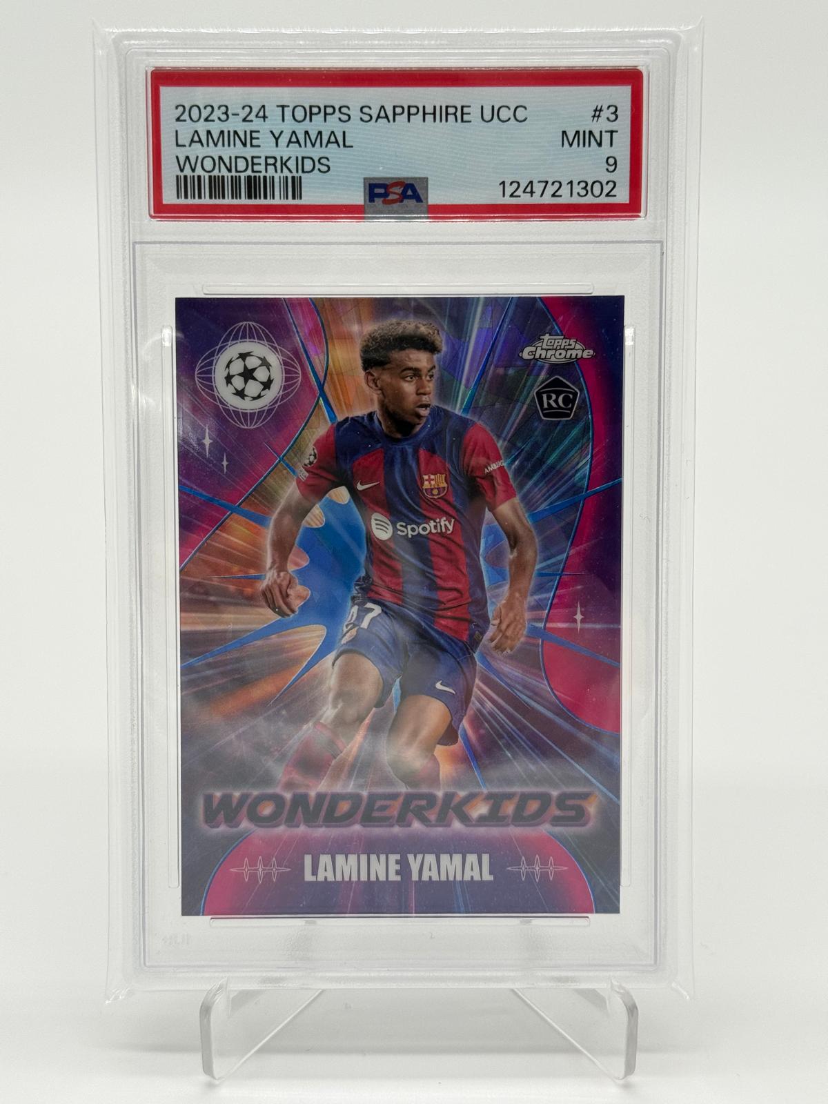 2023-24 Topps Sapphire UCC Lamine Yamal RC Wonderkids PSA 9