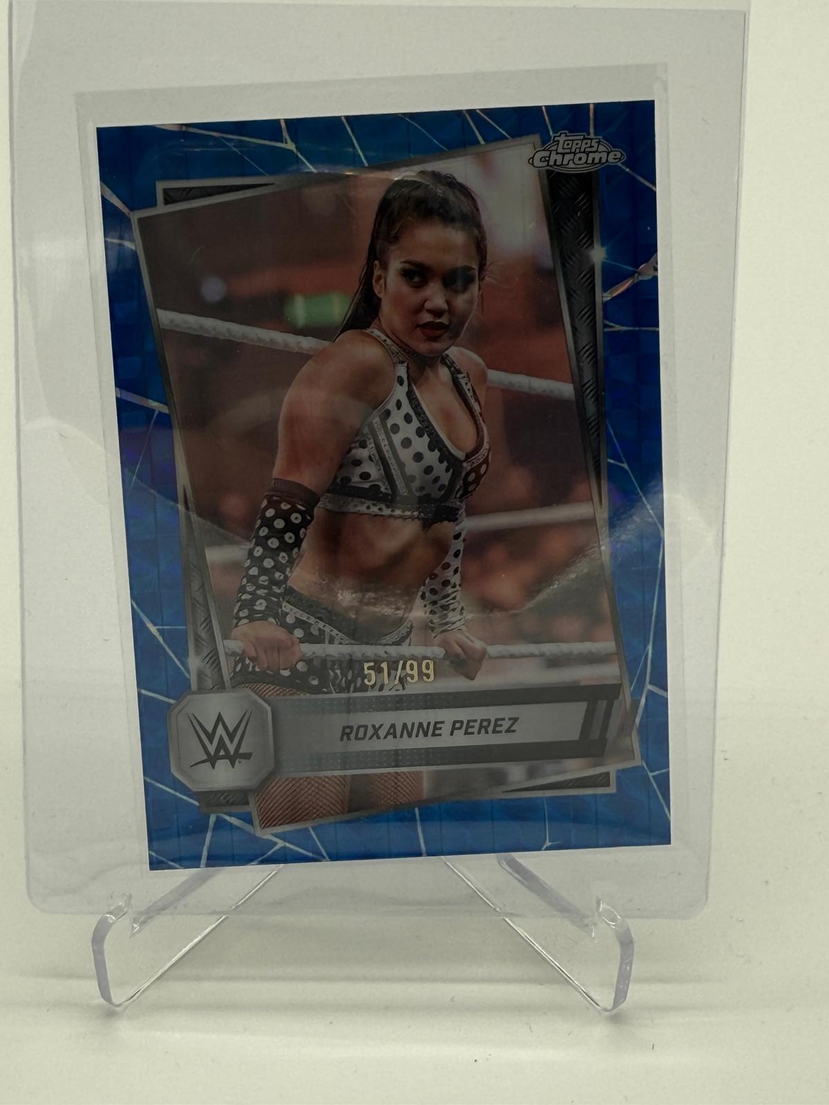 2025 Topps Chrome WWE Roxanne Perez Blue Geometric /99
