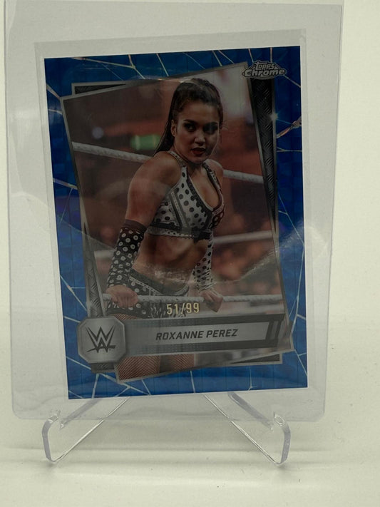 2025 Topps Chrome WWE Roxanne Perez Blue Geometric /99