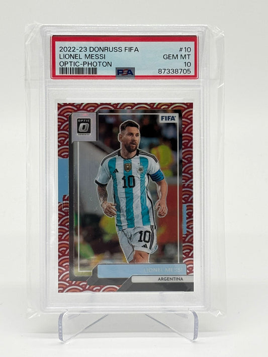 2022-23 Panini Donruss FIFA Lionel Messi Optic Photon PSA 10