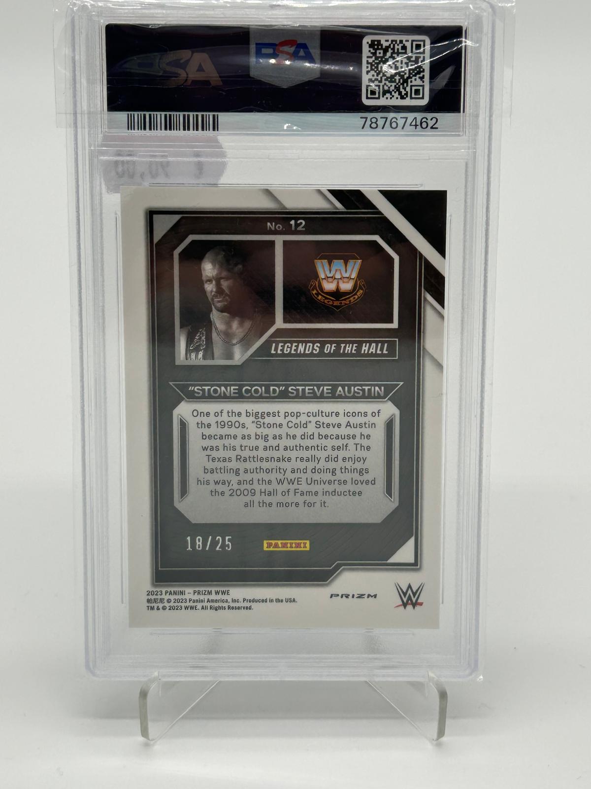 2023 Panini Prizm WWE Steve Austin Legends of Hall Mojo Prizm /25 PSA 10