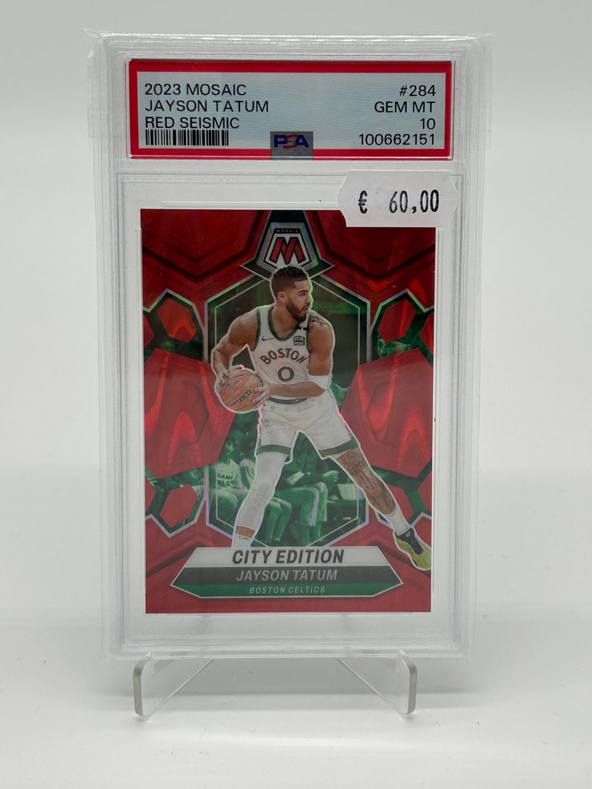 2023 Panini Mosaic Jayson Tatum Red Seismic #284 PSA 10