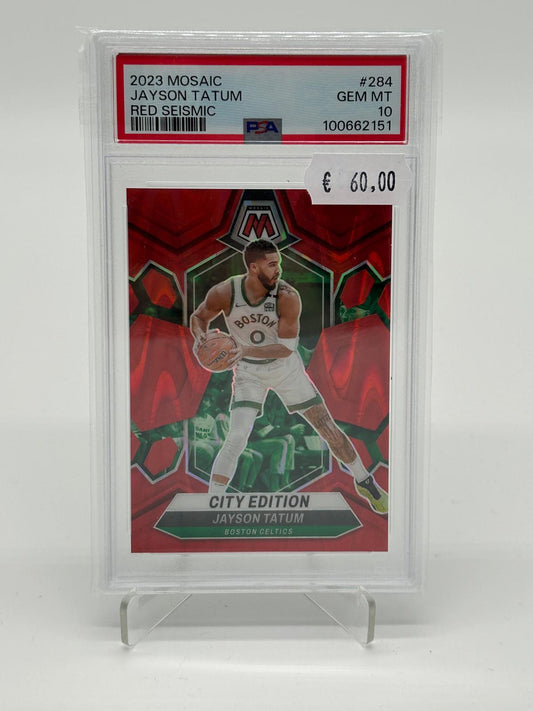 2023 Panini Mosaic Jayson Tatum Red Seismic #284 PSA 10