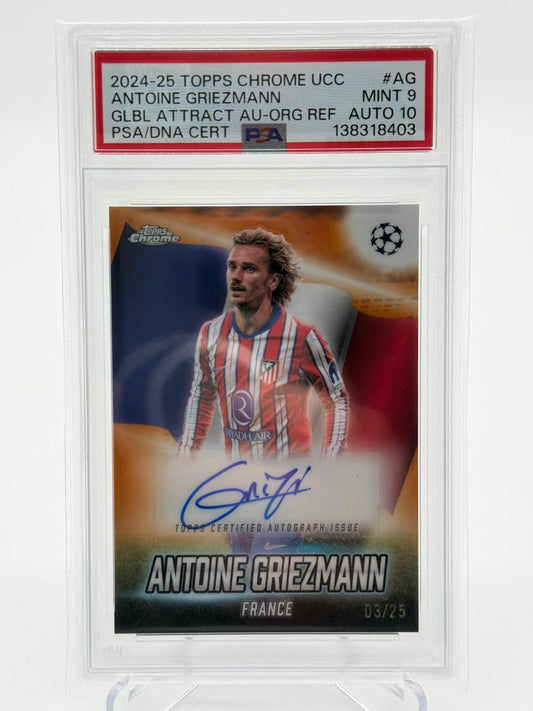 2024-25 Topps Chrome UCC Antoine Griezmann Autogramm 03/25 PSA 9/10
