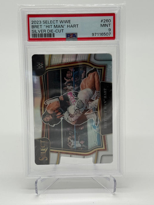 2023 Panini Select WWE Bret "Hit Man" Hart Silver Die Cut PSA 9