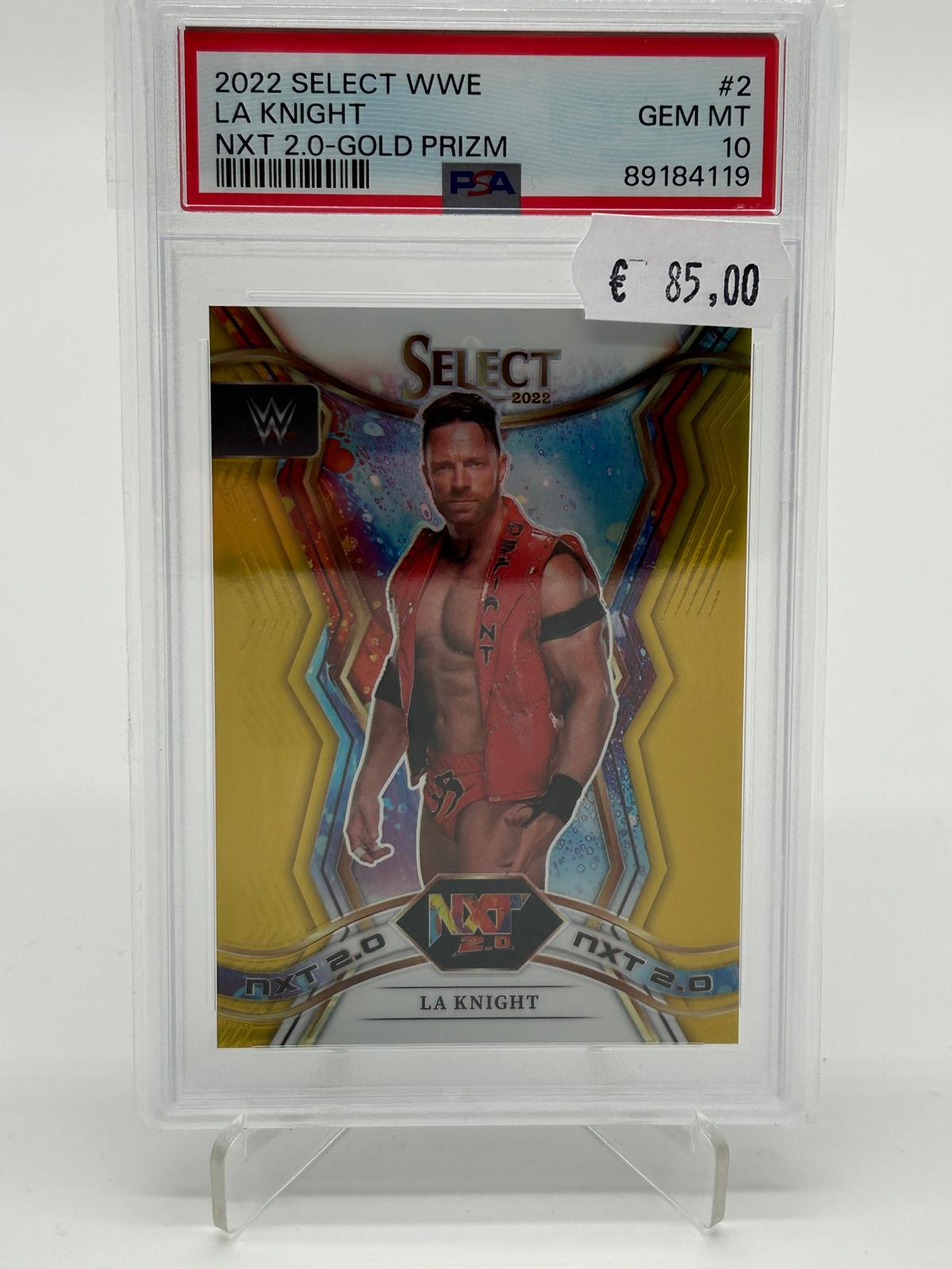2022 Panini Select WWE LA Knight Gold Prizm /10 PSA 10