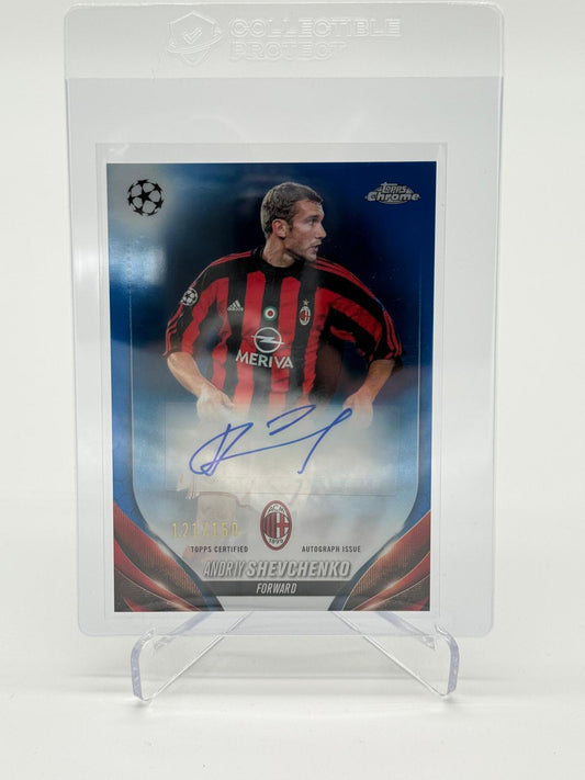 2023-24 Topps UCC Chrome Andriy Shevchenko Blue Refractor Auto 121/150