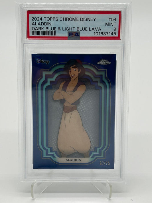 2024 Topps Chrome Disney Aladdin Dark Blue & Light Blue Lava /75 PSA 9