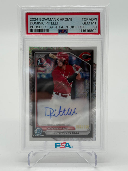 2024 Bowman Chrome Prospects Dominic Pitelli 1st Auto HTA Choice 008/150 PSA 10