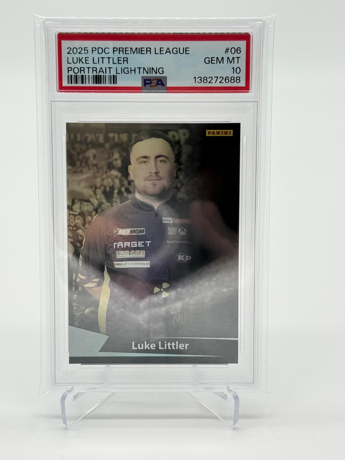 2025 Panini PDC PL Luke Littler Portrait Lightning PSA 10
