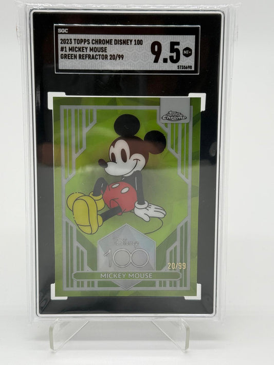 2023 Topps Chrome Disney 100 Mickey Mouse Green Refractor 20/99 SGC 9.5