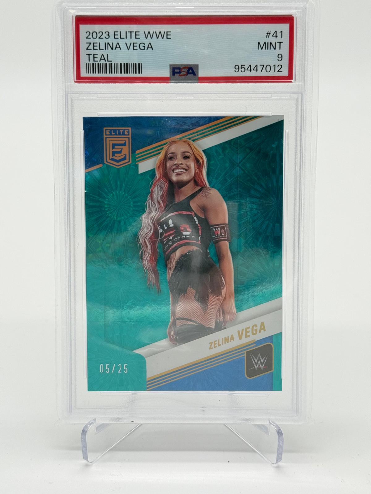2023 Panini Donruss Elite WWE Zelina Vega Teal 05/25 PSA 9