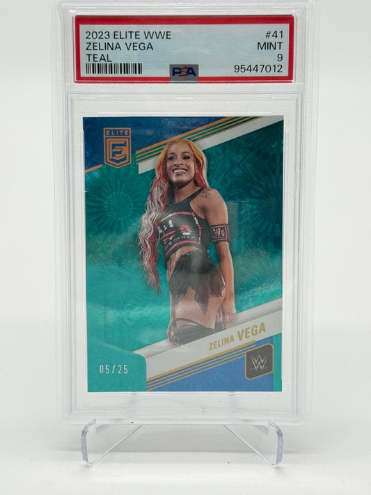 2023 Panini Donruss Elite WWE Zelina Vega Teal 05/25 PSA 9