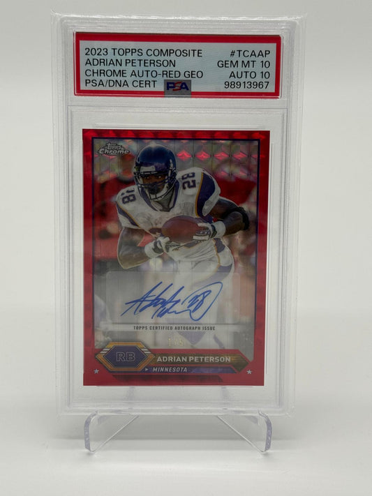 2023 Topps Composite Adrian Peterson Auto /5 Red Geometric PSA 10 Auto 10