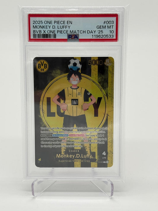 2025 One Piece EN Monkey D. Luffy BVB X One Piece Match Day PSA 10