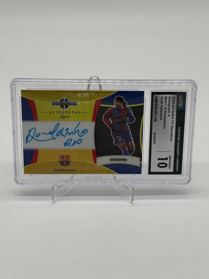 2023-24 DAKA FC Barcelona Ronaldinho legend Gold Holocence Auto 05/15 CGC 10