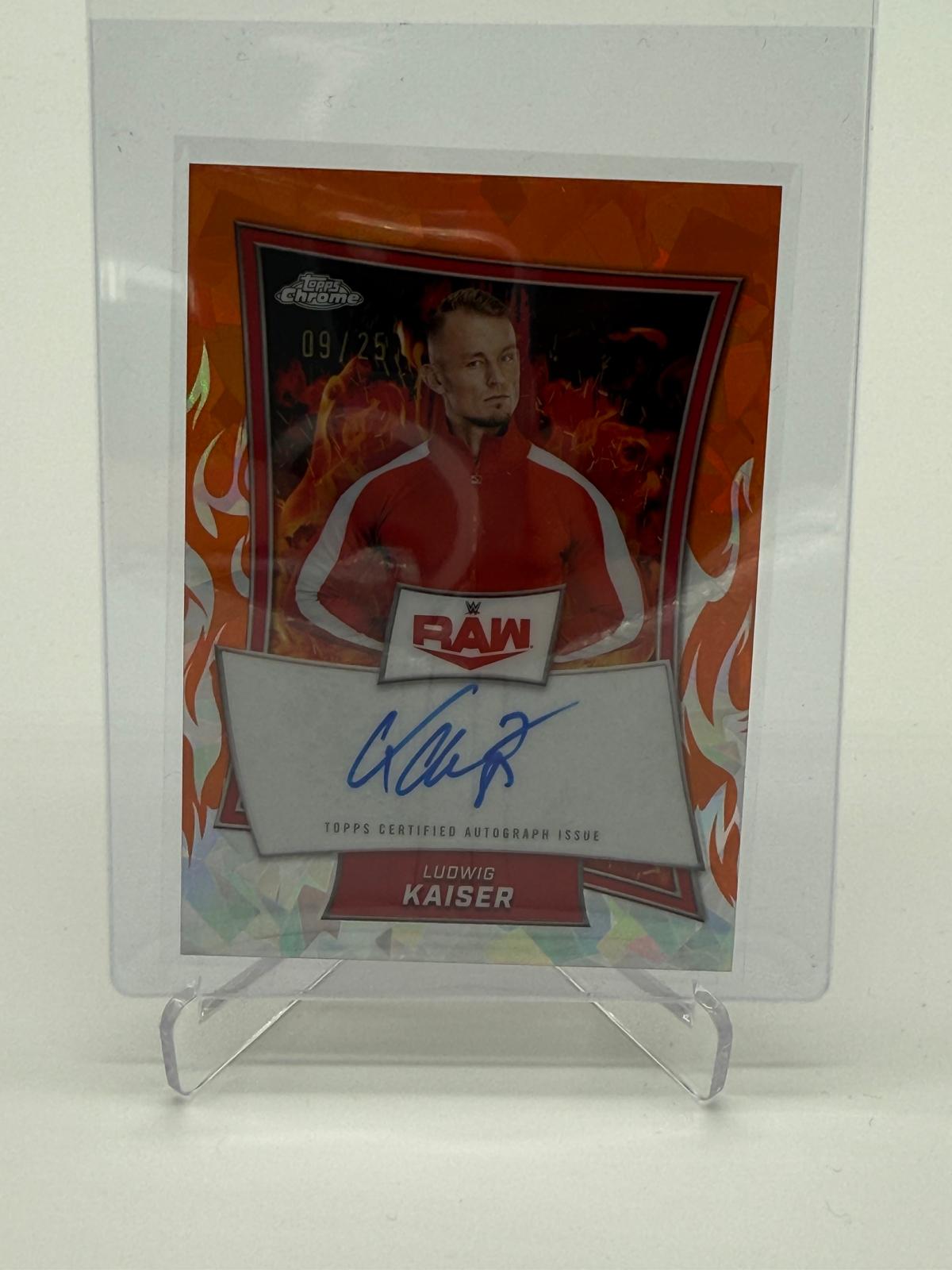 2025 Topps Chrome WWE Sapphire Ludwig Kaiser Red Brand Auto /25