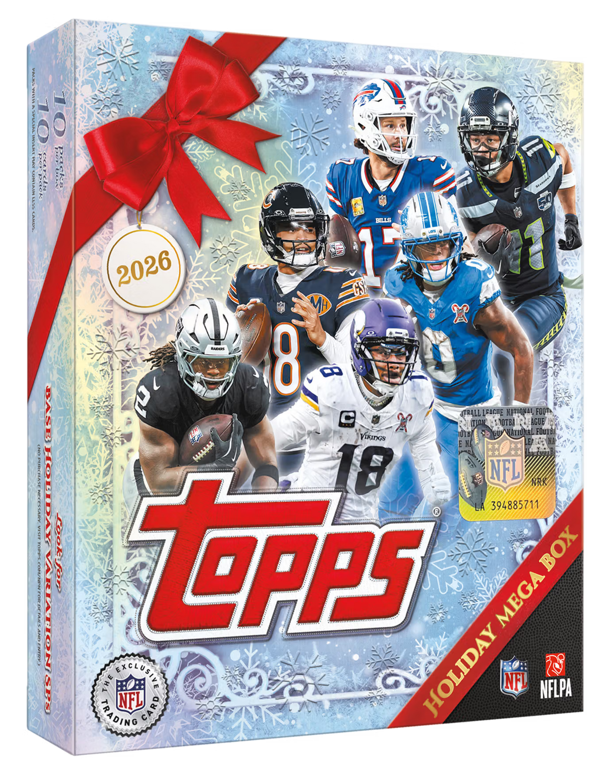 2026 Topps Holiday Football Mega Box – NFL Trading Cards mit 10 Packs und 100 Sammelkarten