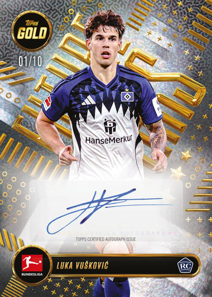 Topps Bundesliga Gold Autogrammkarte Beispiel Livebreak Vuskovic RC