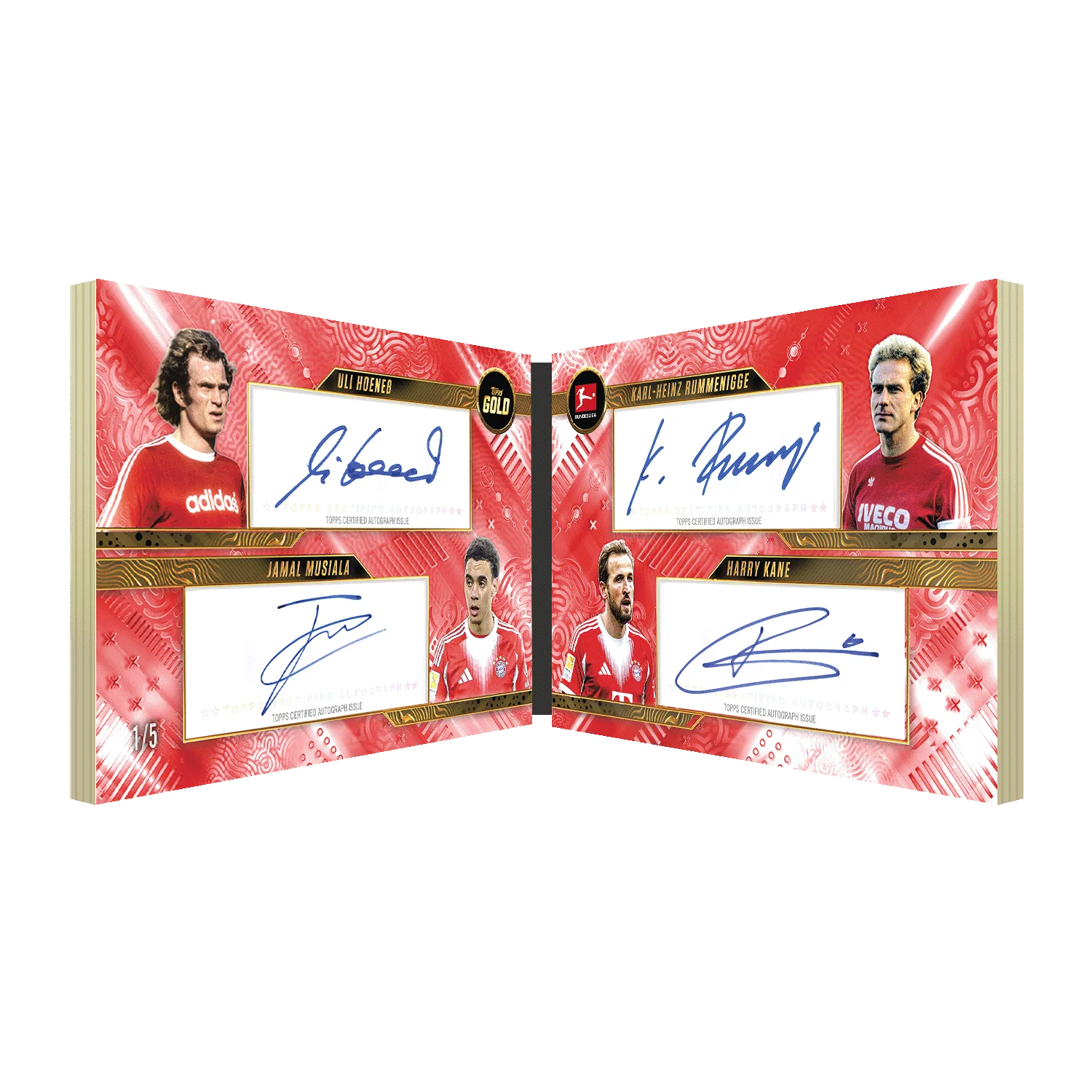Topps Bundesliga Gold Autogrammkarte  Livebreak Quad Auto FC Bayern München