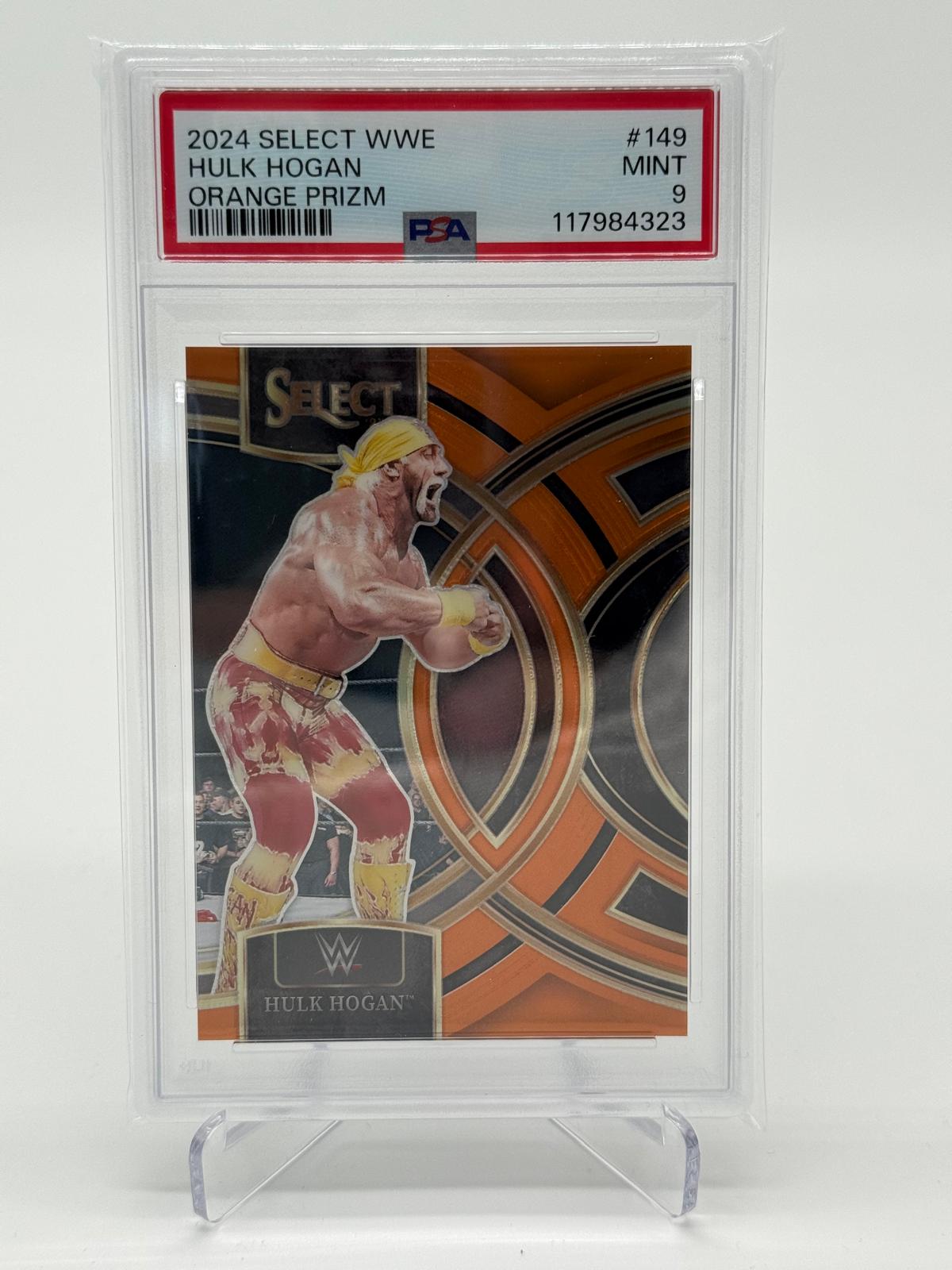 2024 Panini Select WWE Hulk Hogan Orange Prizm 15/49 PSA 9