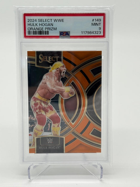 2024 Panini Select WWE Hulk Hogan Orange Prizm 15/49 PSA 9