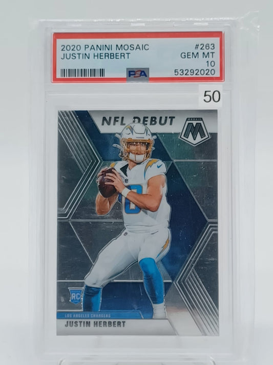 2020 Panini Mosaic Justin Herbert RC PSA 10 #263