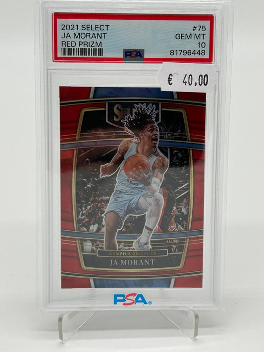 2021-22 Panini Select Basketball Ja Morant /199 Red Prizm PSA 10