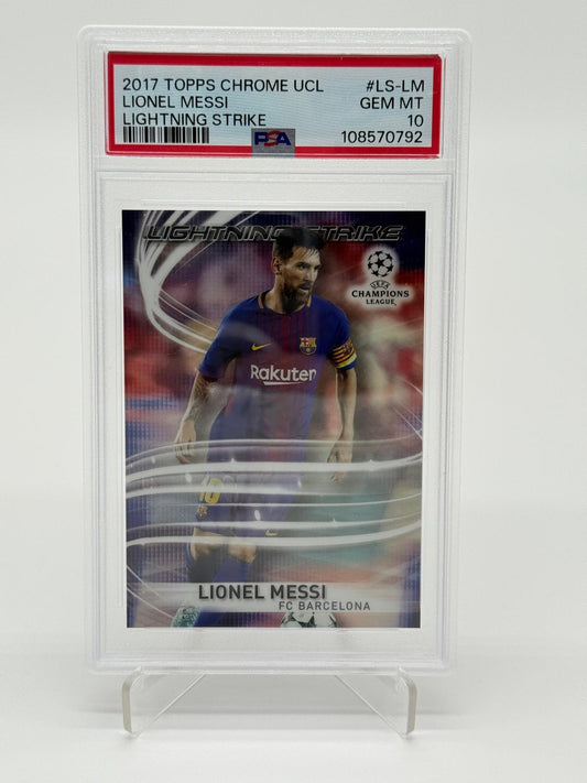 2017 Topps Chrome UCL Lionel Messi Lightning Strike PSA 10